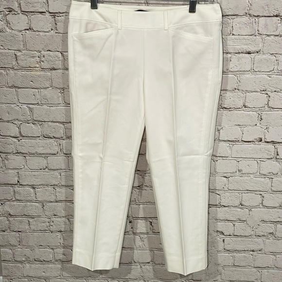 White House Black Market Pants - White House Black Market Flat Front Slim Ankle White Cream Size 6